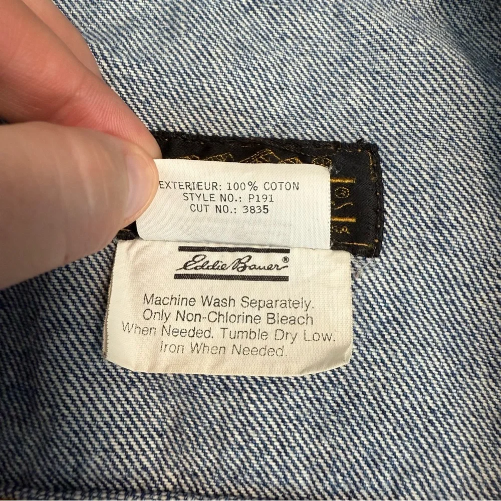 Vintage Eddie Bauer Blue Denim Jean Jacket Mens Large 90s Rare Sz M Streetwear - Picture 7 of 11